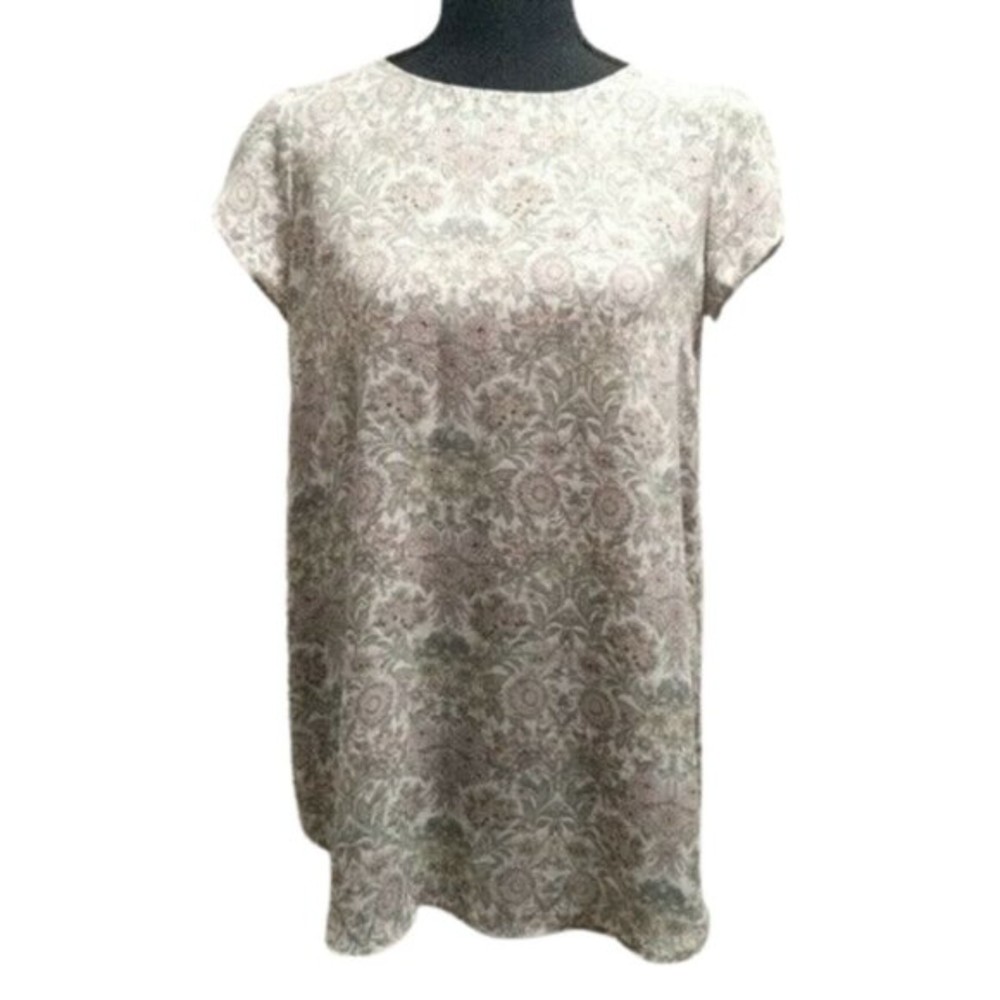 Loft Button Back Tulip Sleeve Floral Blouse XXS